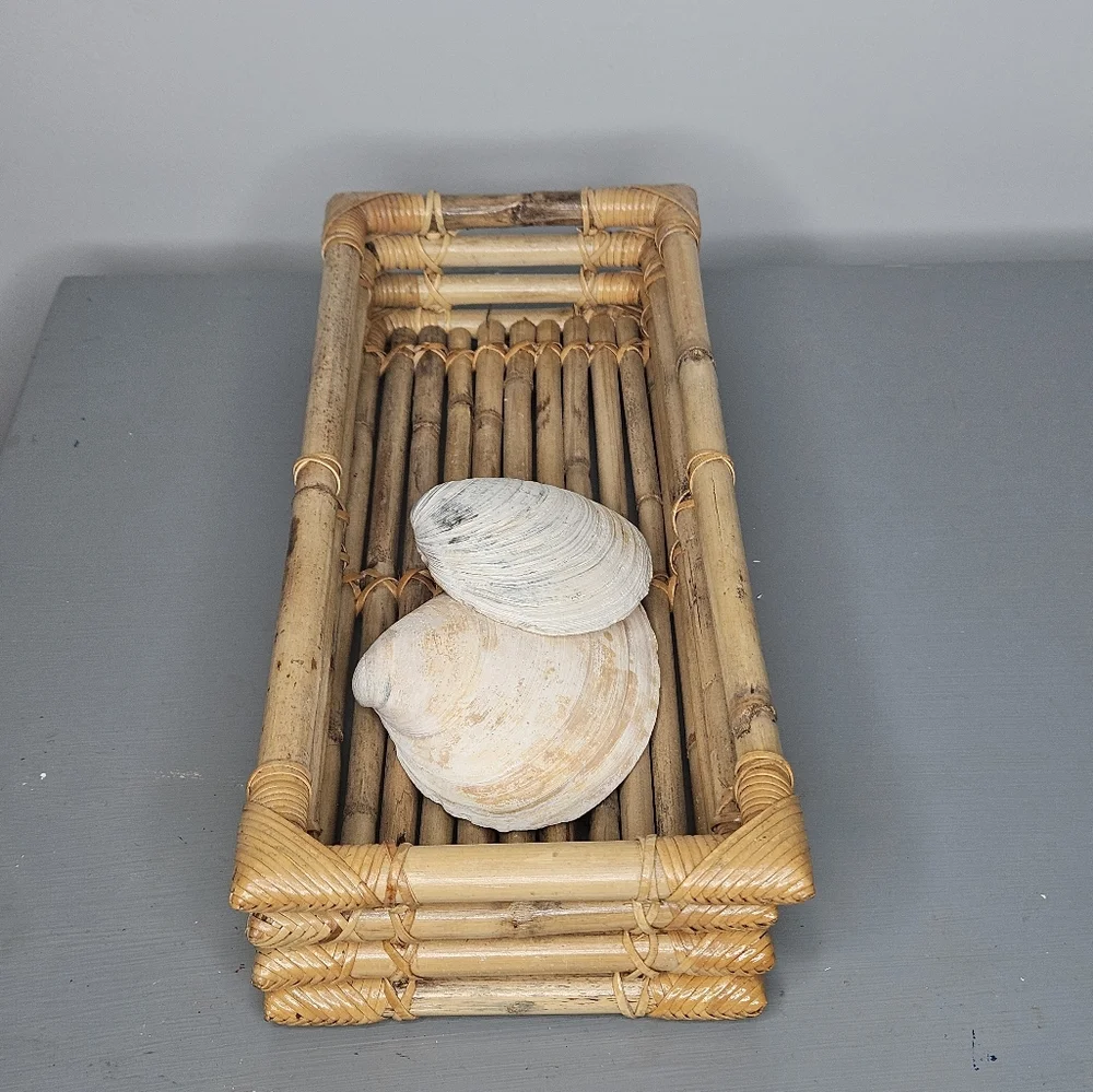 Vintage Bamboo Vanity Tray Bath Accessory 13.5